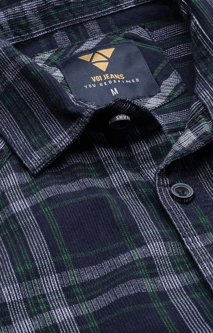 Men's Blue Cotton Checkered Casual Shirt