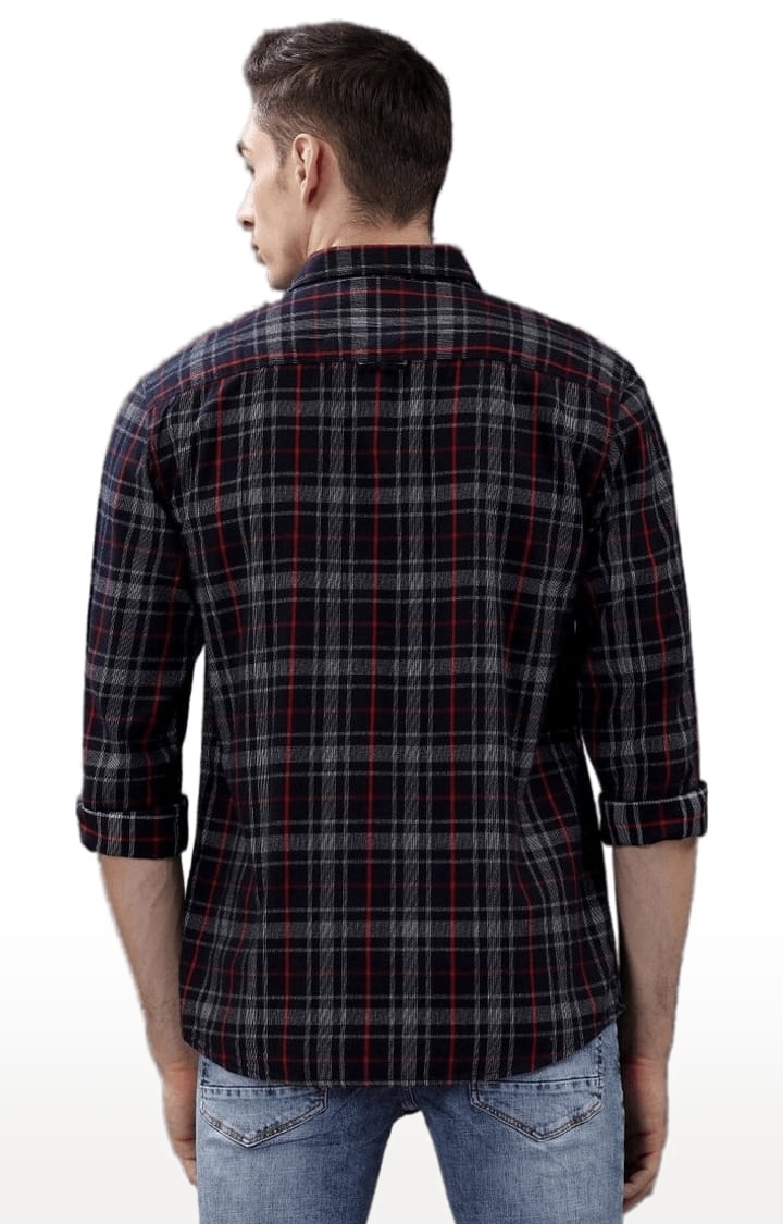 Voi Jeans | Men's Navy & Grey Cotton Checkered Casual Shirt 3