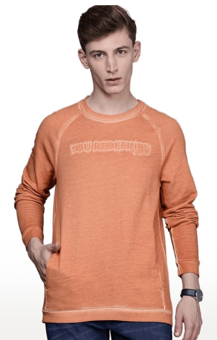 Voi Jeans | Men's Orange Cotton Solid SweatShirt 0