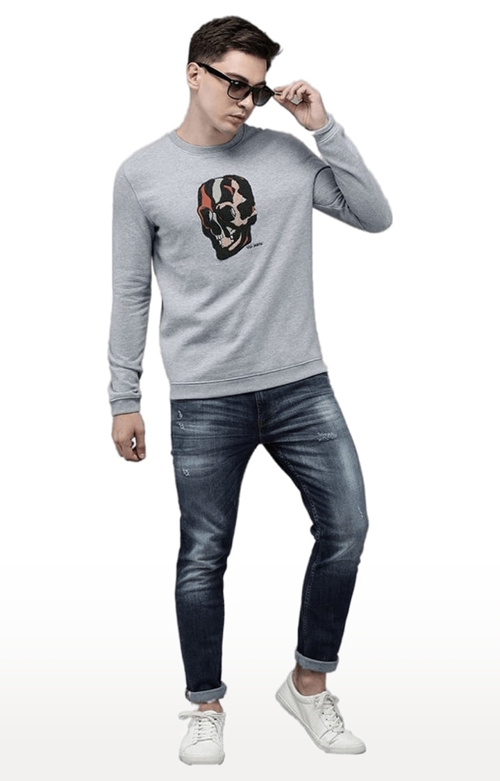 Voi Jeans | Men's Grey Polycotton Graphic Printed SweatShirt 1