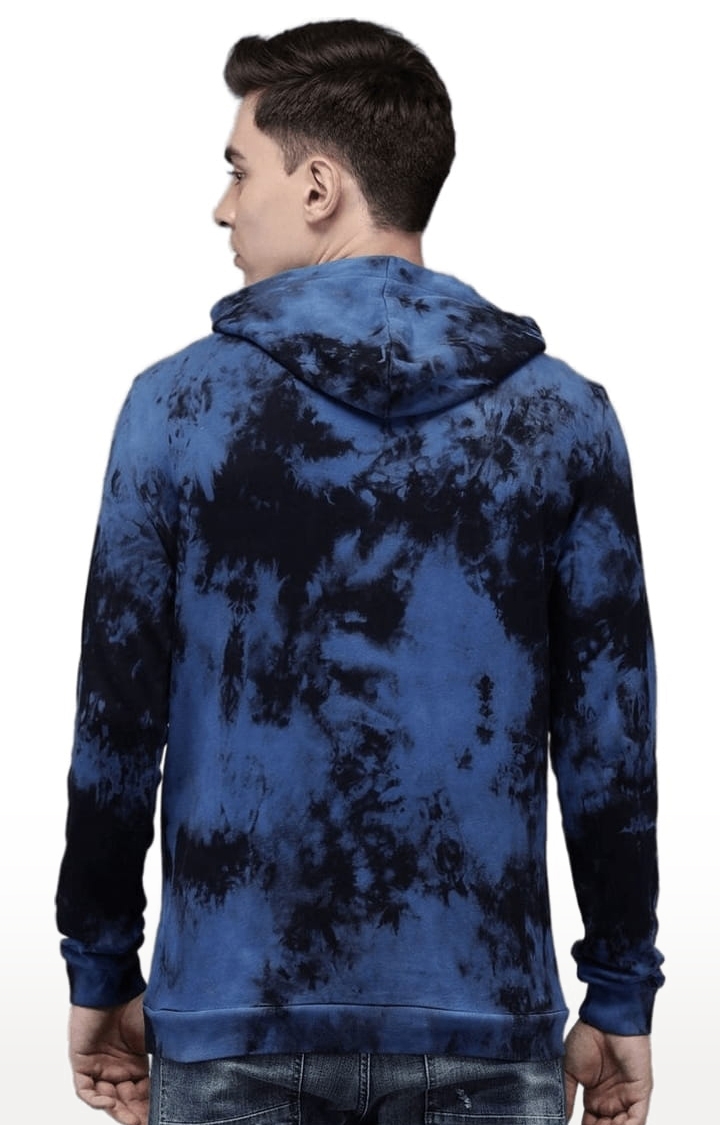 Voi Jeans | Men's Blue & Black Cotton Tie Dye hoodie 3