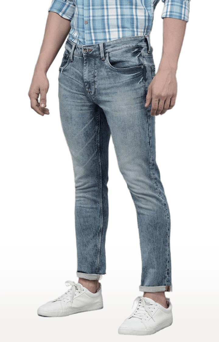 Men's Blue Polycotton Slim Jeans