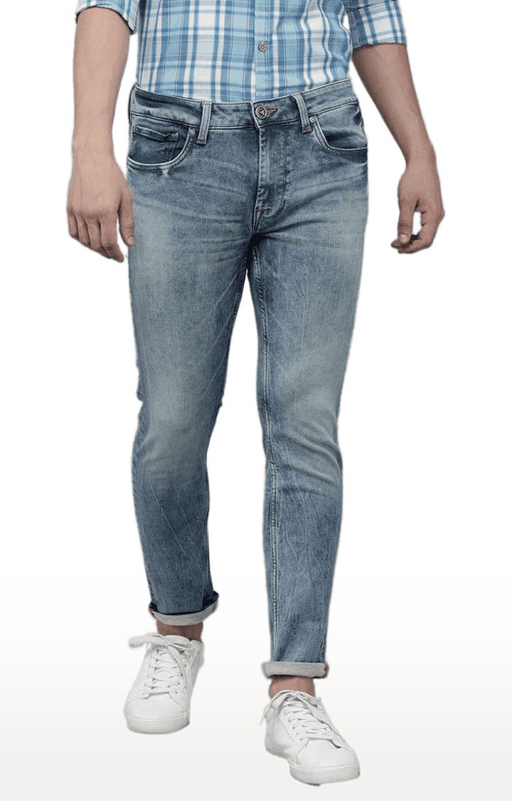 Men's Blue Polycotton Slim Jeans