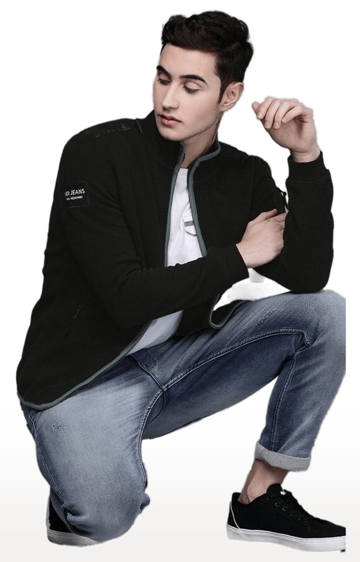 Voi Jeans | Men's Black Polyester Solid Western Jacket 1