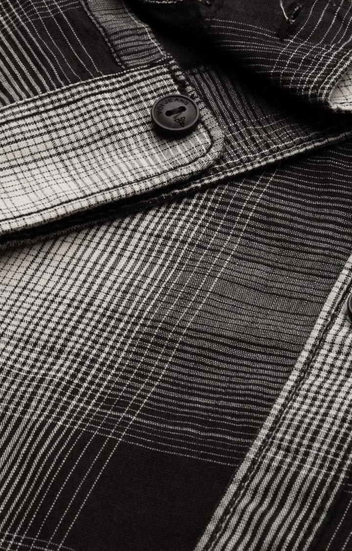 Voi Jeans | Men's Black Cotton Checkered Casual Shirt 5