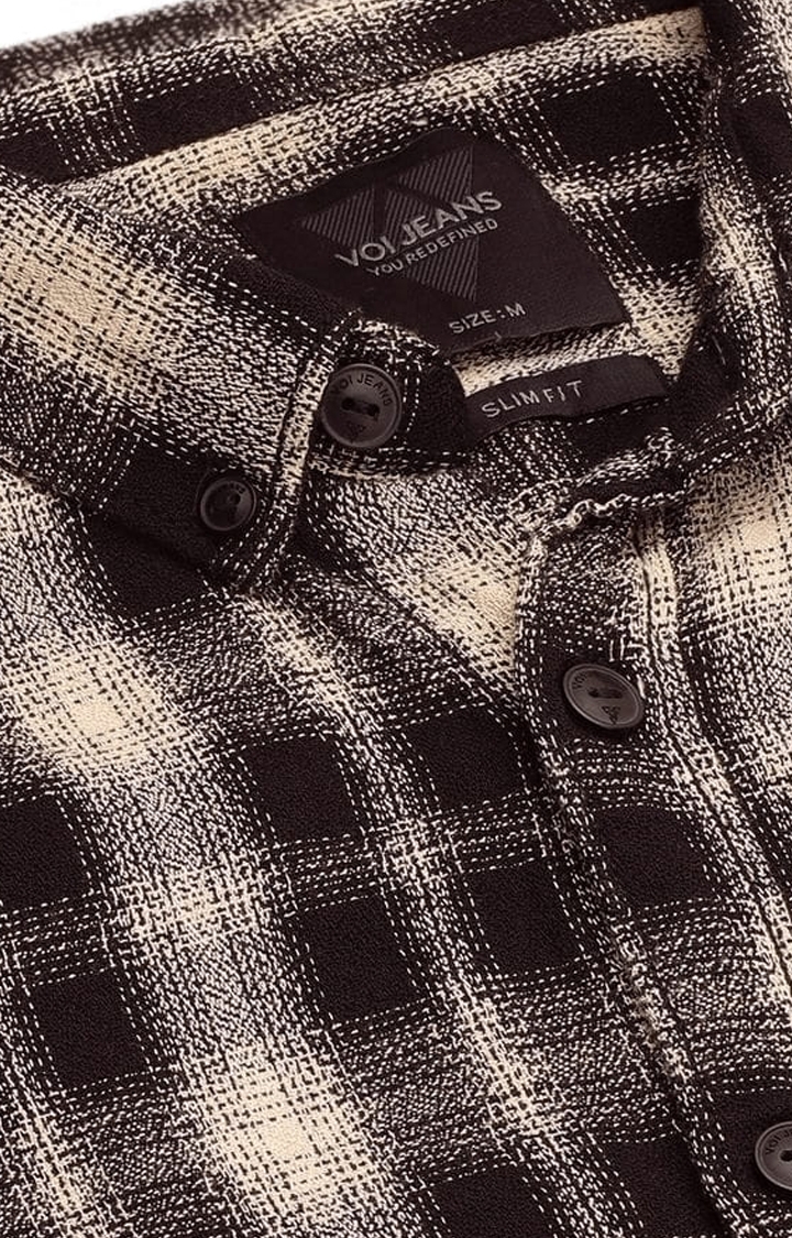 Voi Jeans | Men's Brown Cotton Checkered Casual Shirt 5