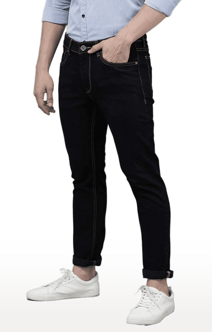Men's Black Cotton  Regular Jeans