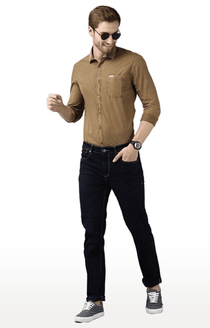 Men's Black Polycotton Slim Jeans