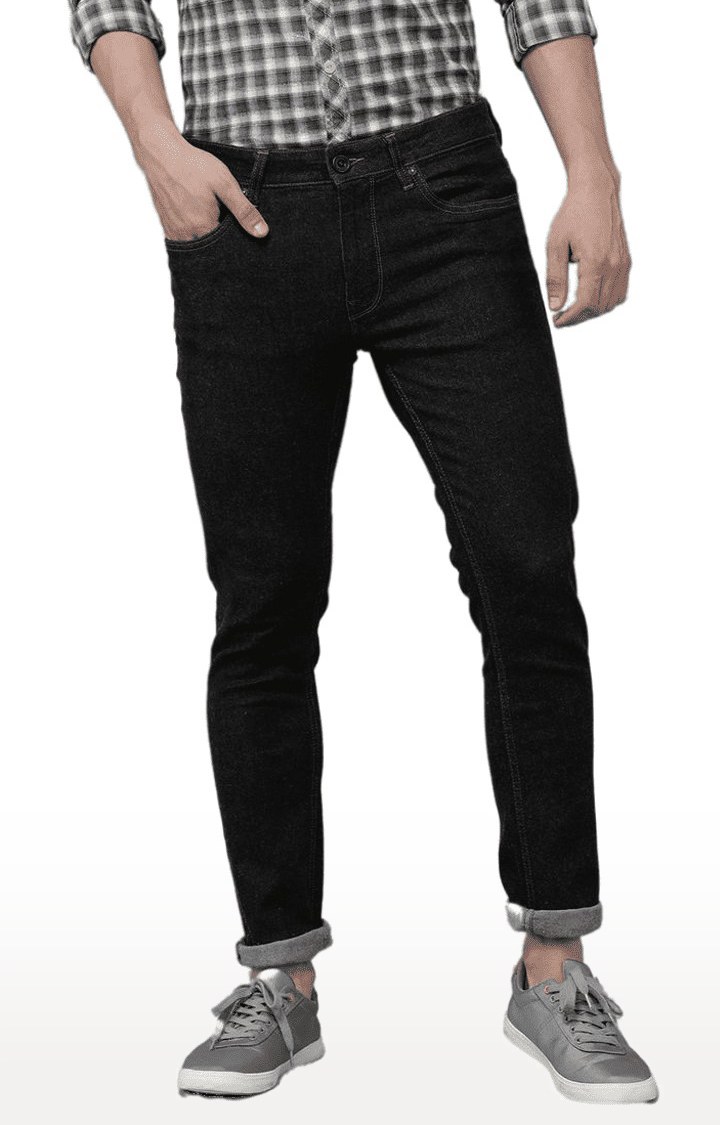 Men's Black Polycotton Slim Jeans