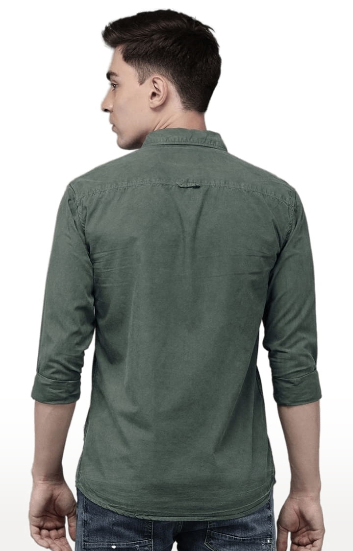 Voi Jeans | Men's Olive Cotton Solid Casual Shirt 3