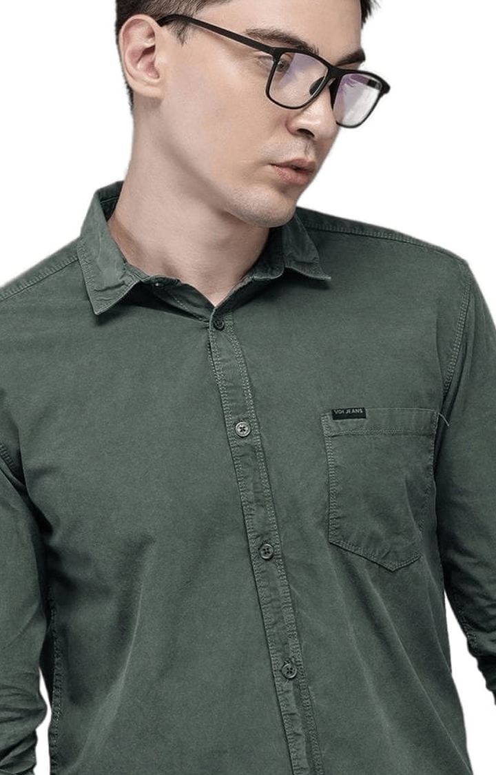 Voi Jeans | Men's Olive Cotton Solid Casual Shirt 4