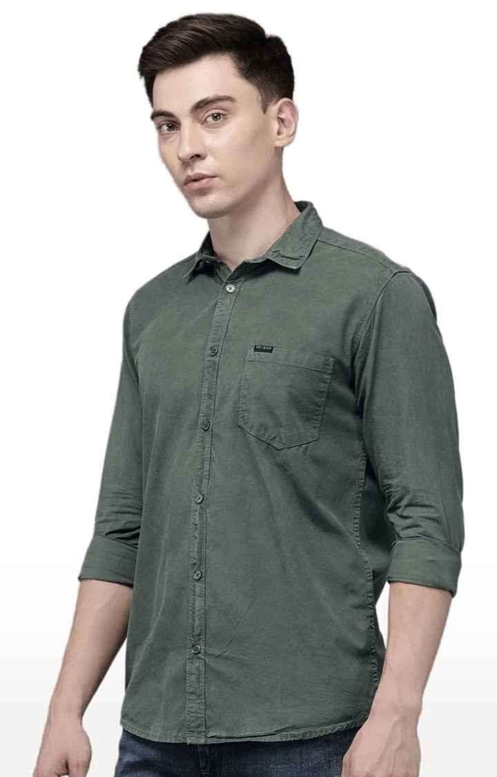 Voi Jeans | Men's Olive Cotton Solid Casual Shirt 2
