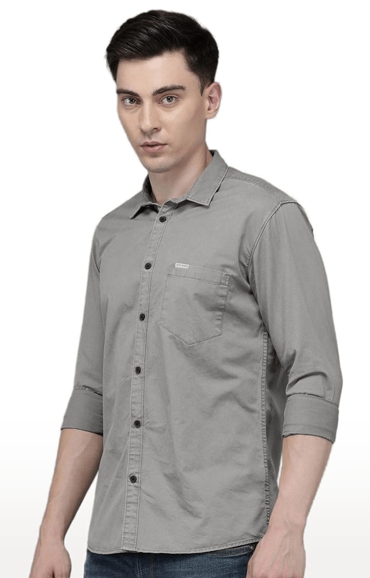 Voi Jeans | Men's Gery Cotton Solid Casual Shirt 2