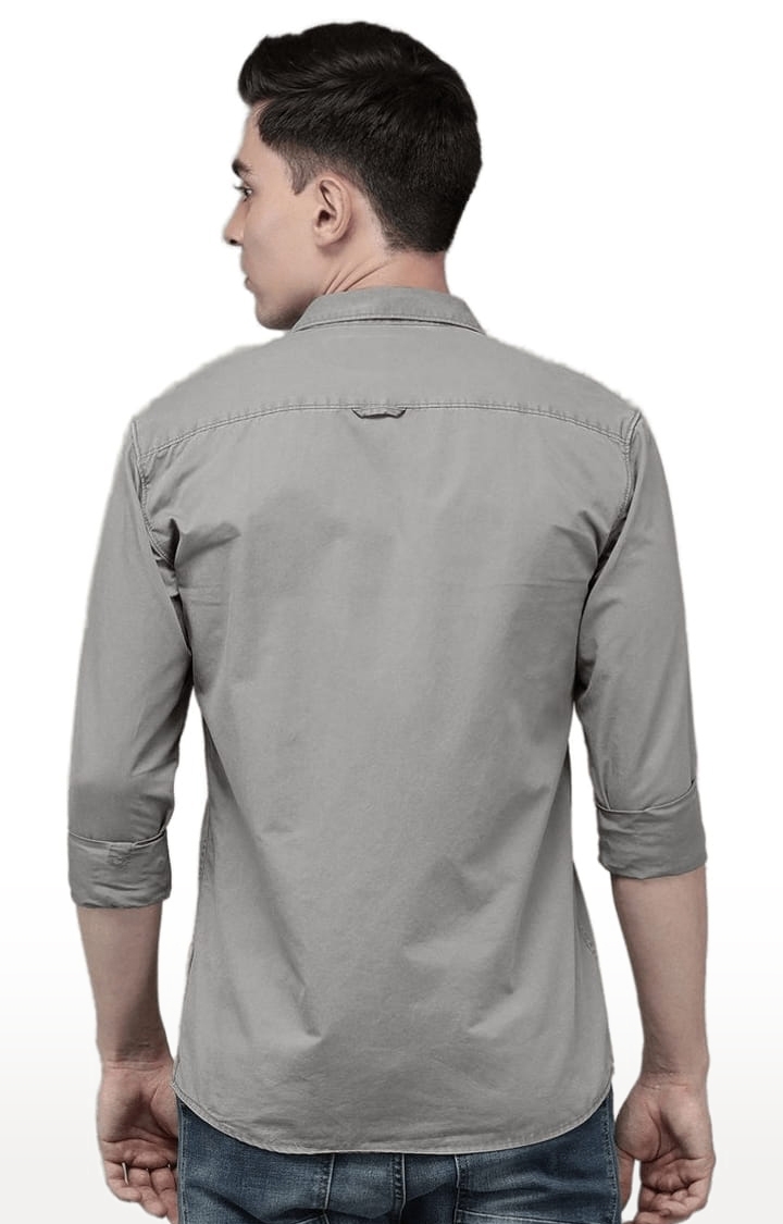Voi Jeans | Men's Gery Cotton Solid Casual Shirt 3