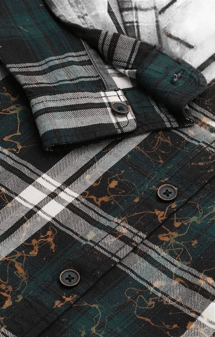 Men's Green Cotton Checkered Casual Shirt