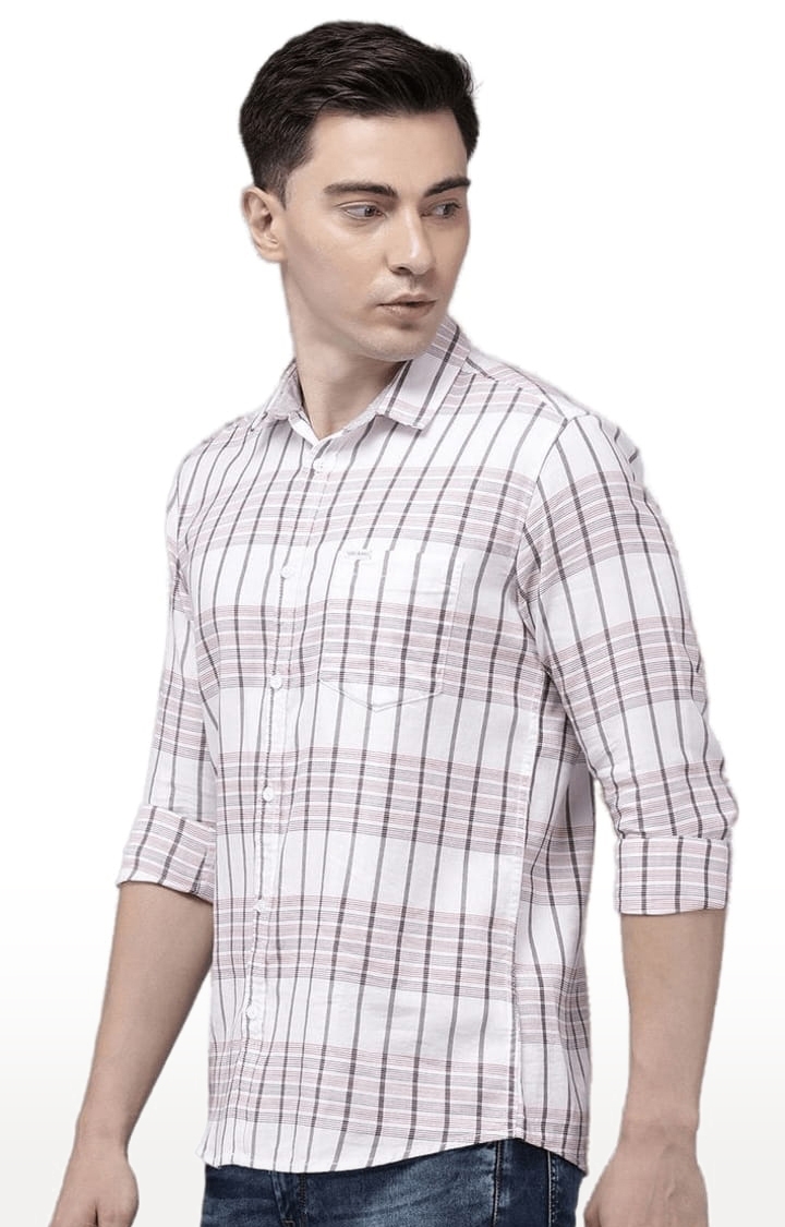 Voi Jeans | Men's White Cotton Checkered Casual Shirt 2