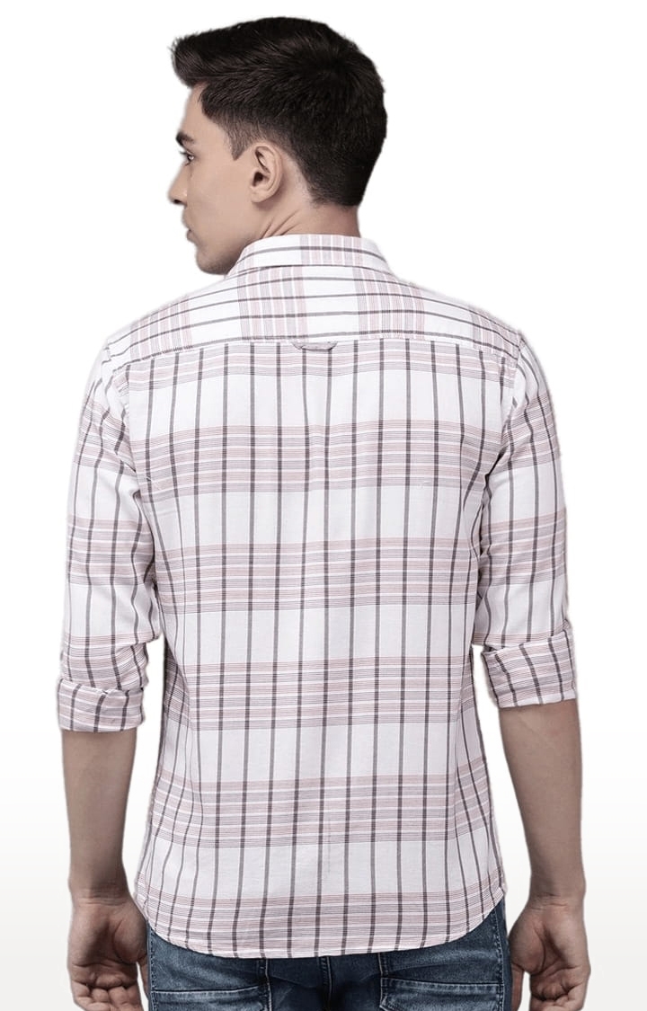 Voi Jeans | Men's White Cotton Checkered Casual Shirt 3