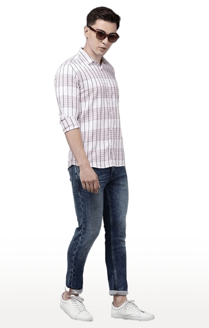 Voi Jeans | Men's White Cotton Checkered Casual Shirt 1
