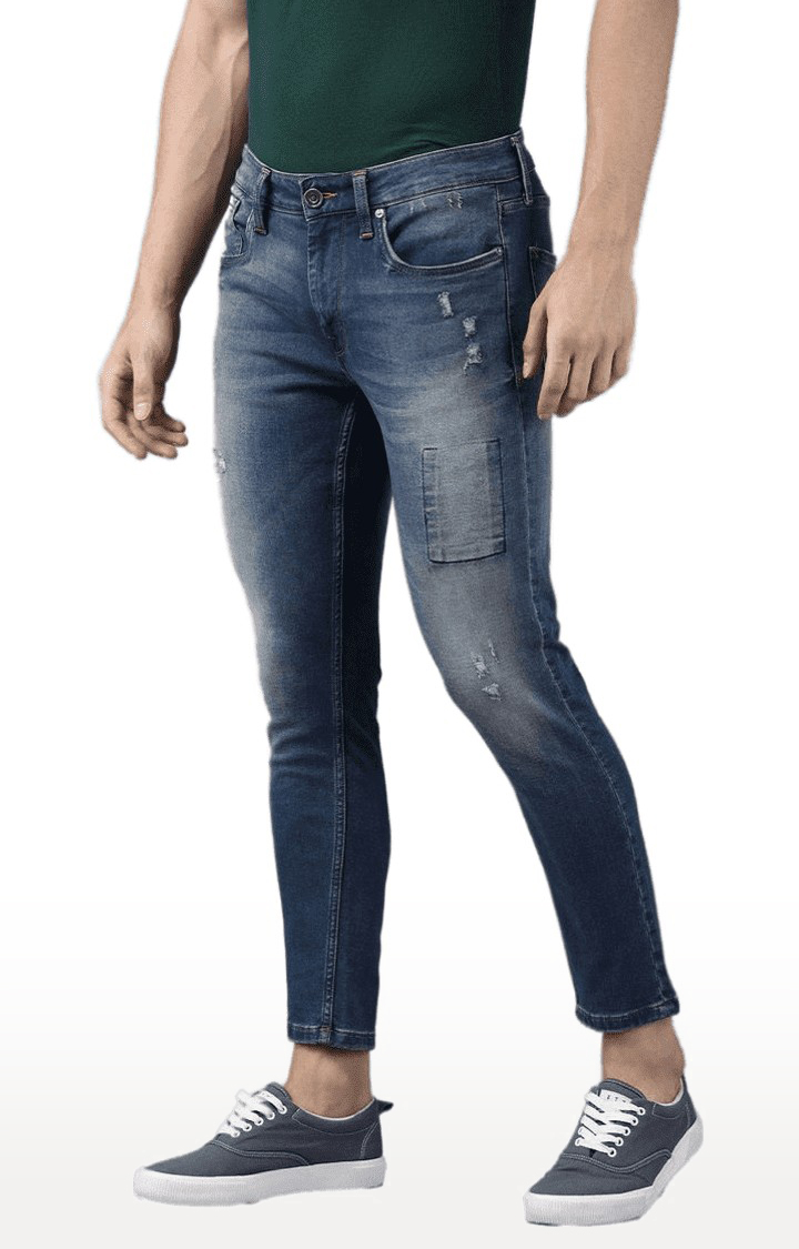 Men's Blue Cotton Skinny Jeans