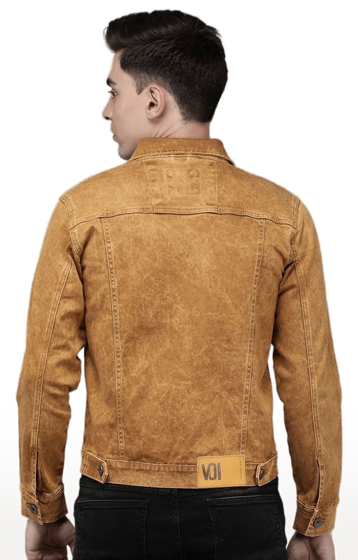 Voi Jeans | Men's Brown Cotton Solid Denim Jacket 3