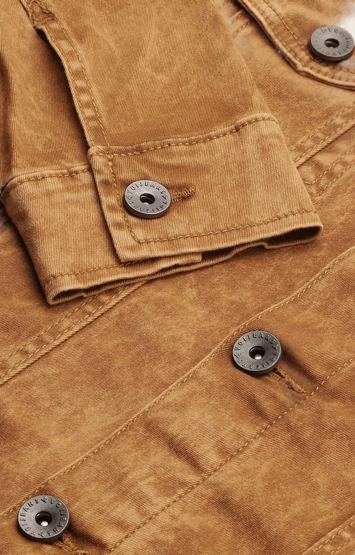 Voi Jeans | Men's Brown Cotton Solid Denim Jacket 6