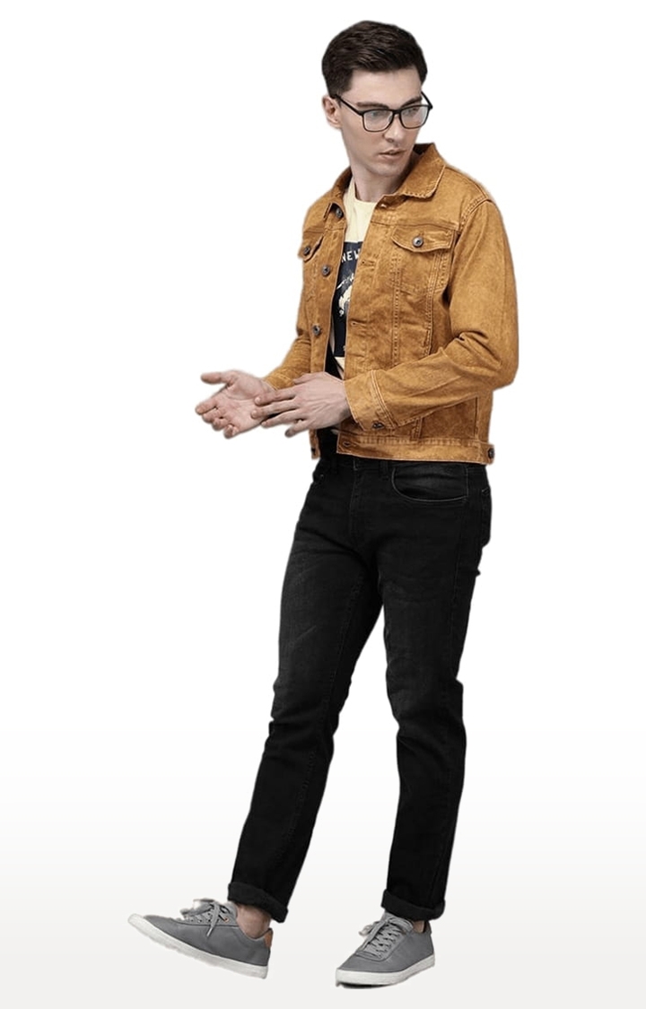 Voi Jeans | Men's Brown Cotton Solid Denim Jacket 1