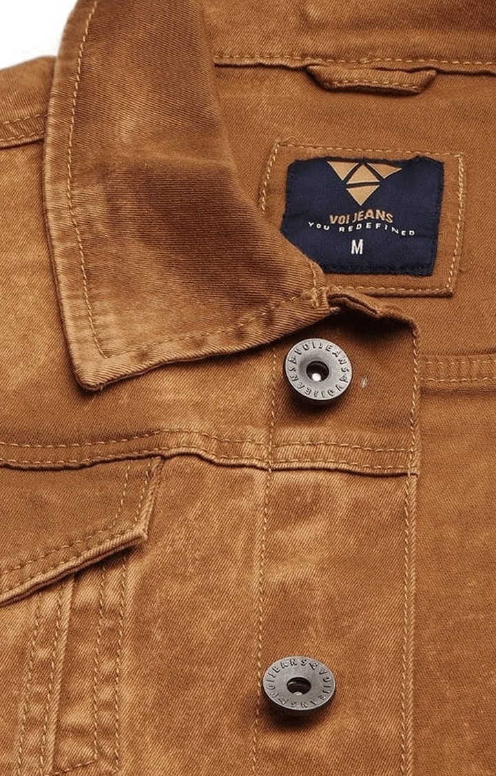 Voi Jeans | Men's Brown Cotton Solid Denim Jacket 5