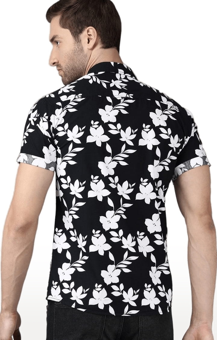 Voi Jeans | Men's Black Cotton Floral Casual Shirt 3
