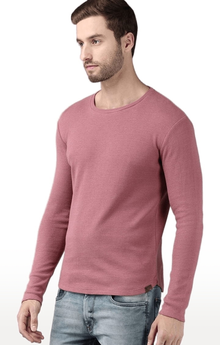 Voi Jeans | Men's Pink Cotton Solid T-Shirt 2