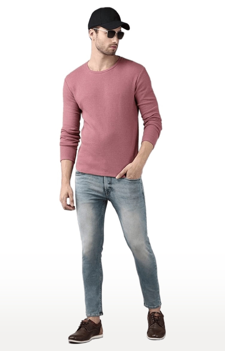 Voi Jeans | Men's Pink Cotton Solid T-Shirt 1