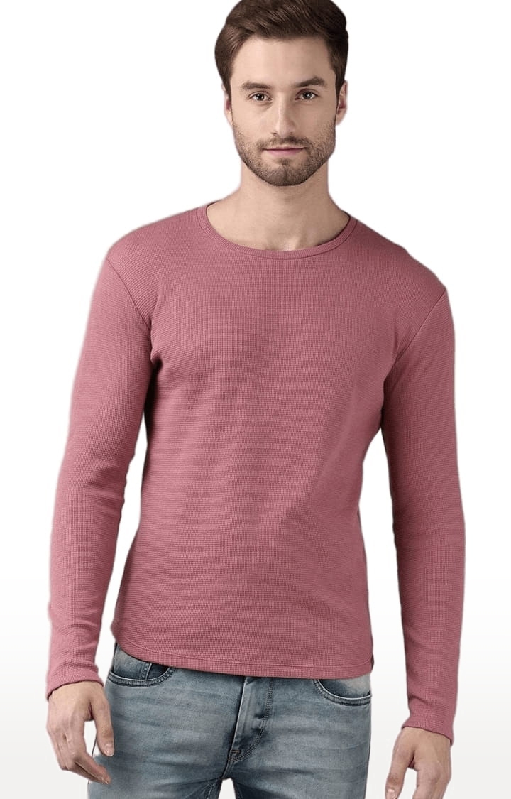 Voi Jeans | Men's Pink Cotton Solid T-Shirt 0