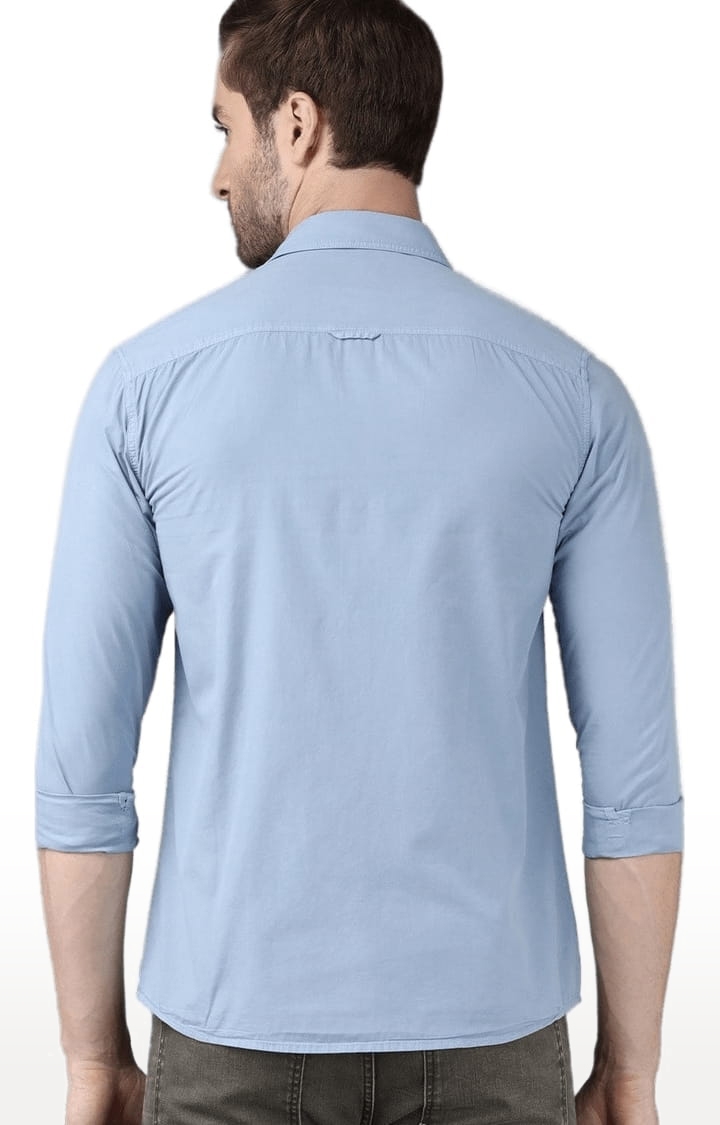 Voi Jeans | Men's Blue Cotton Solid Casual Shirt 3