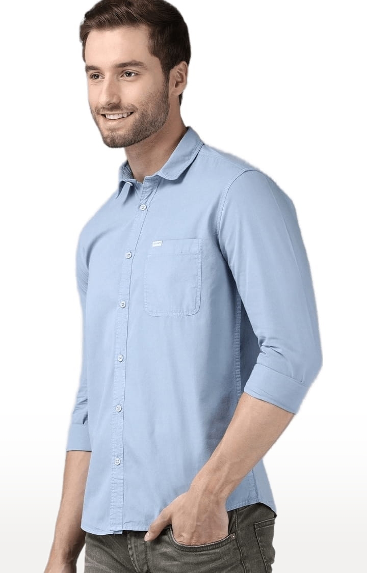 Voi Jeans | Men's Blue Cotton Solid Casual Shirt 2