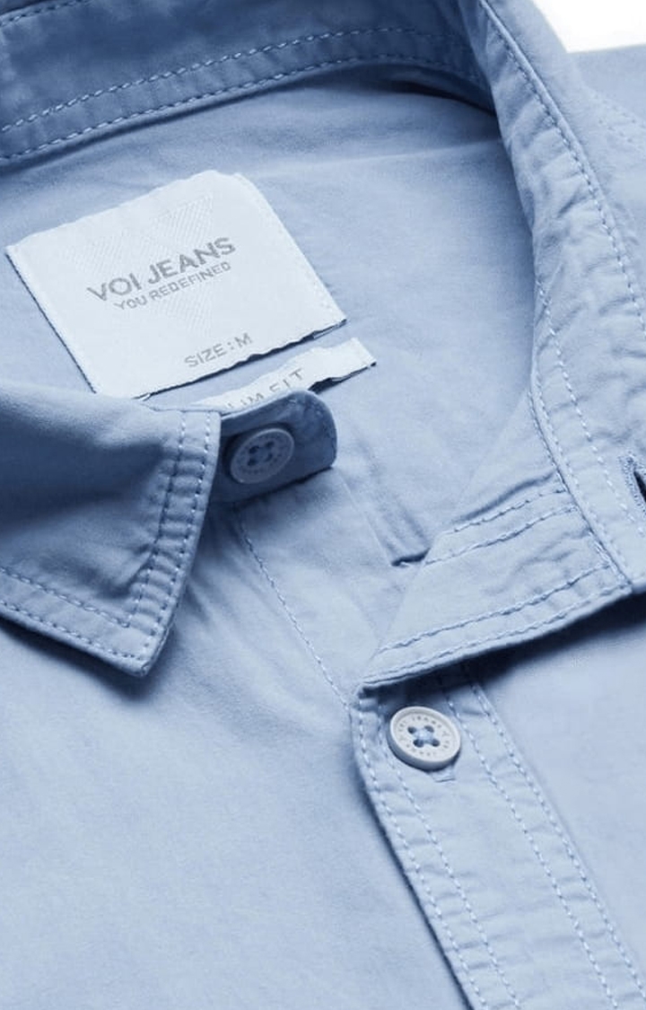 Voi Jeans | Men's Blue Cotton Solid Casual Shirt 5