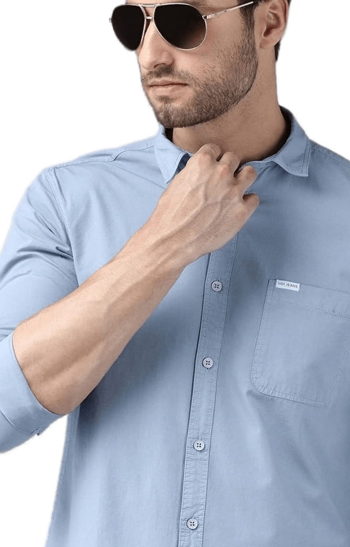 Voi Jeans | Men's Blue Cotton Solid Casual Shirt 4