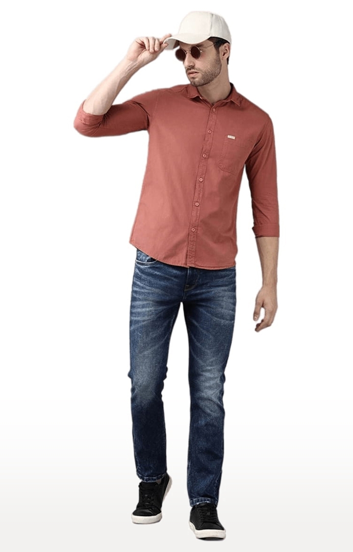 Voi Jeans | Men's Orange Cotton Solid Casual Shirt 1