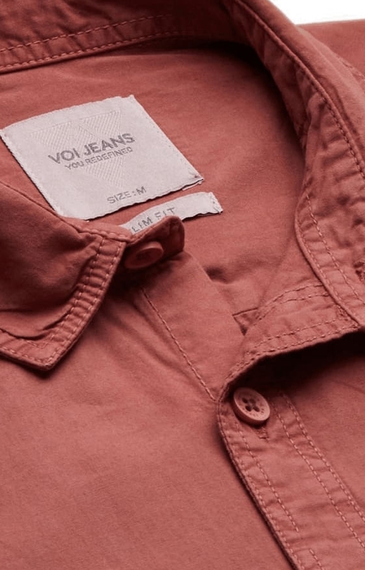 Voi Jeans | Men's Orange Cotton Solid Casual Shirt 5