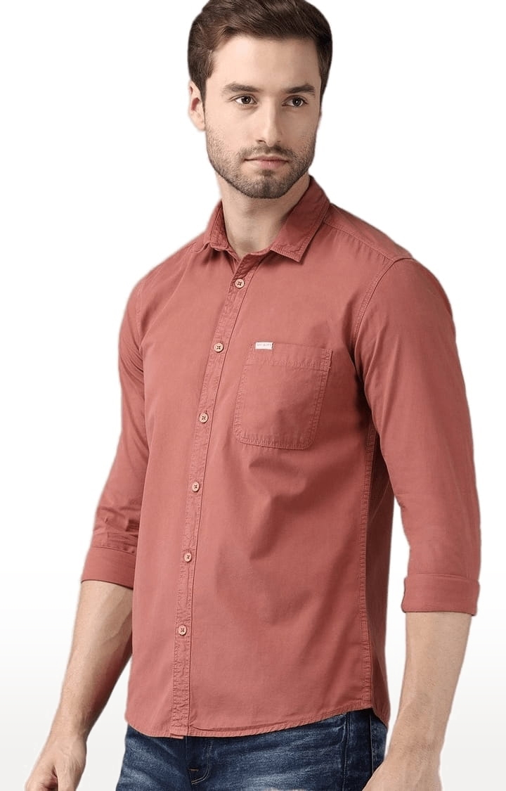 Voi Jeans | Men's Orange Cotton Solid Casual Shirt 2