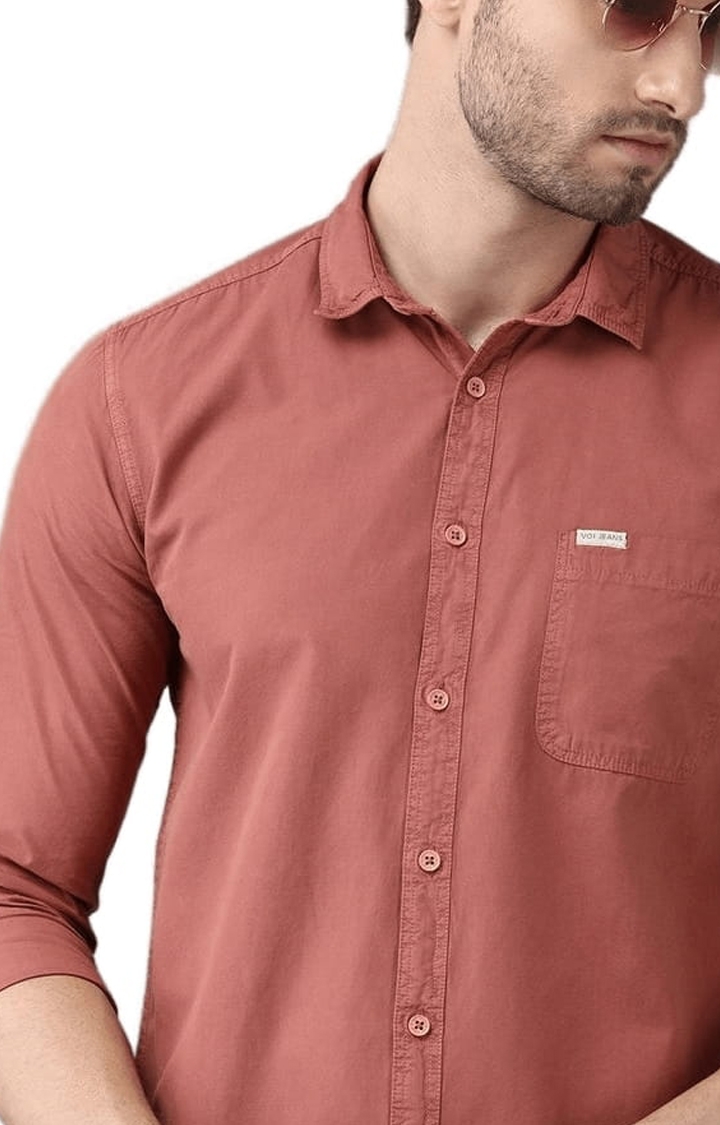 Voi Jeans | Men's Orange Cotton Solid Casual Shirt 4