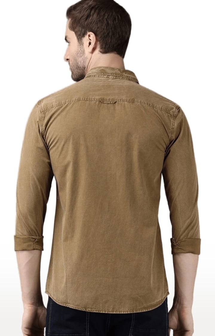 Voi Jeans | Men's Khaki Cotton Solid Casual Shirt 3