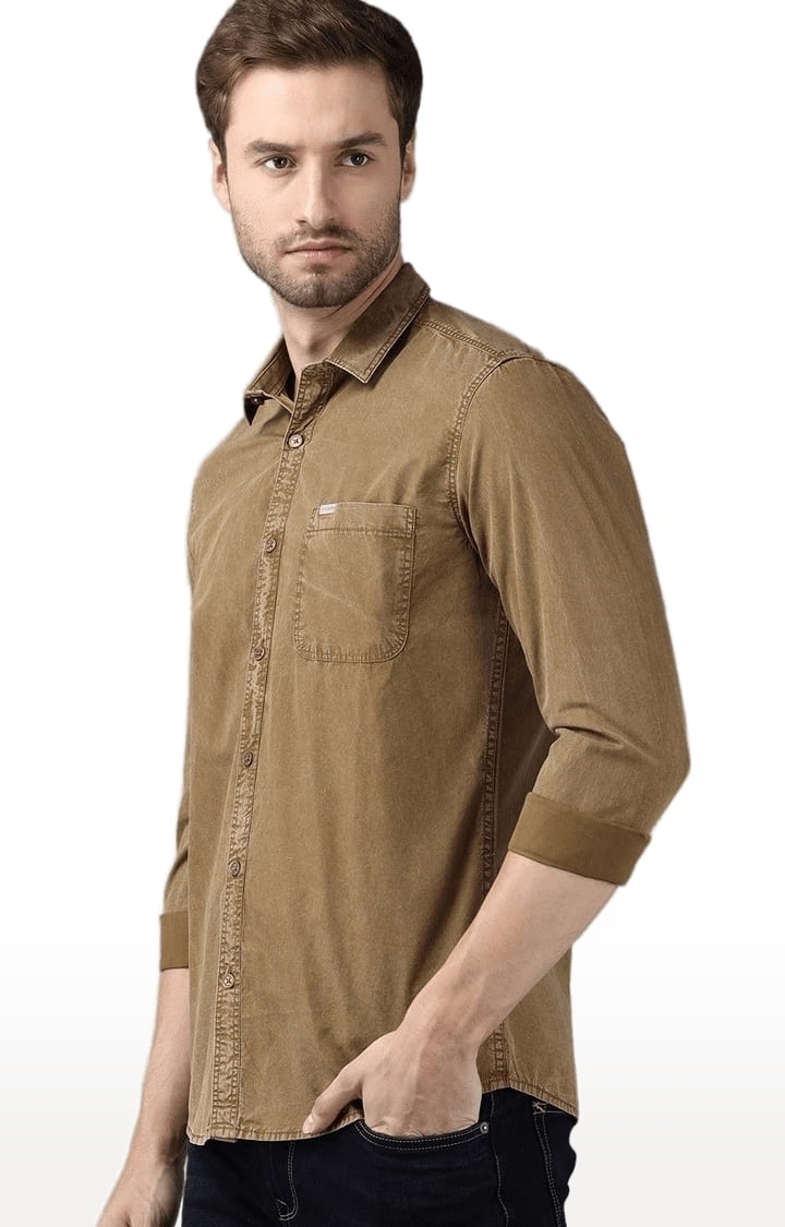 Voi Jeans | Men's Khaki Cotton Solid Casual Shirt 2