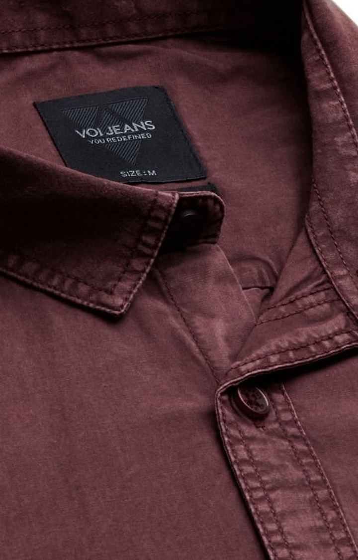 Voi Jeans | Men's Marron Cotton Solid Casual Shirt 5
