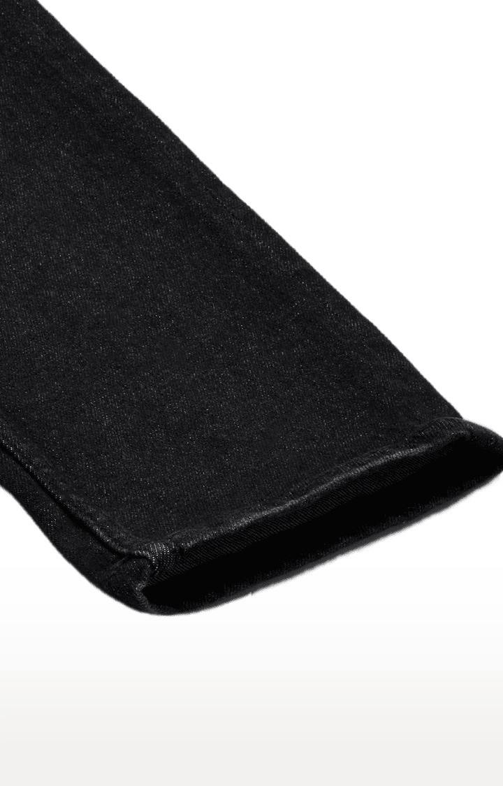 Men's Black Cotton Tapered Jeans