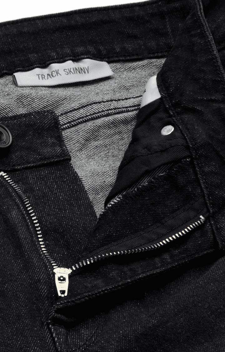 Men's Black Cotton Tapered Jeans