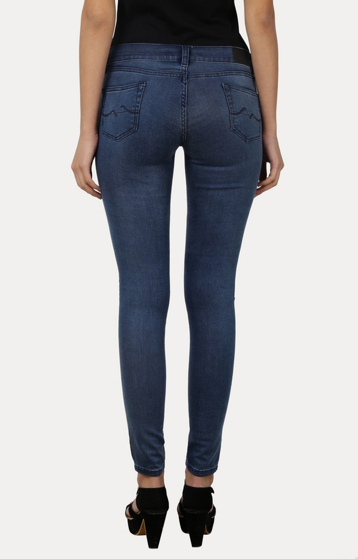 Women's Blue Cotton Skinny Jeans