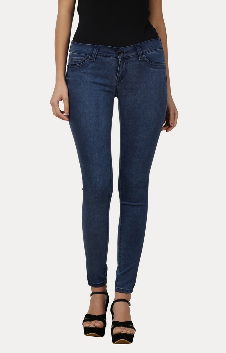Women's Blue Cotton Skinny Jeans