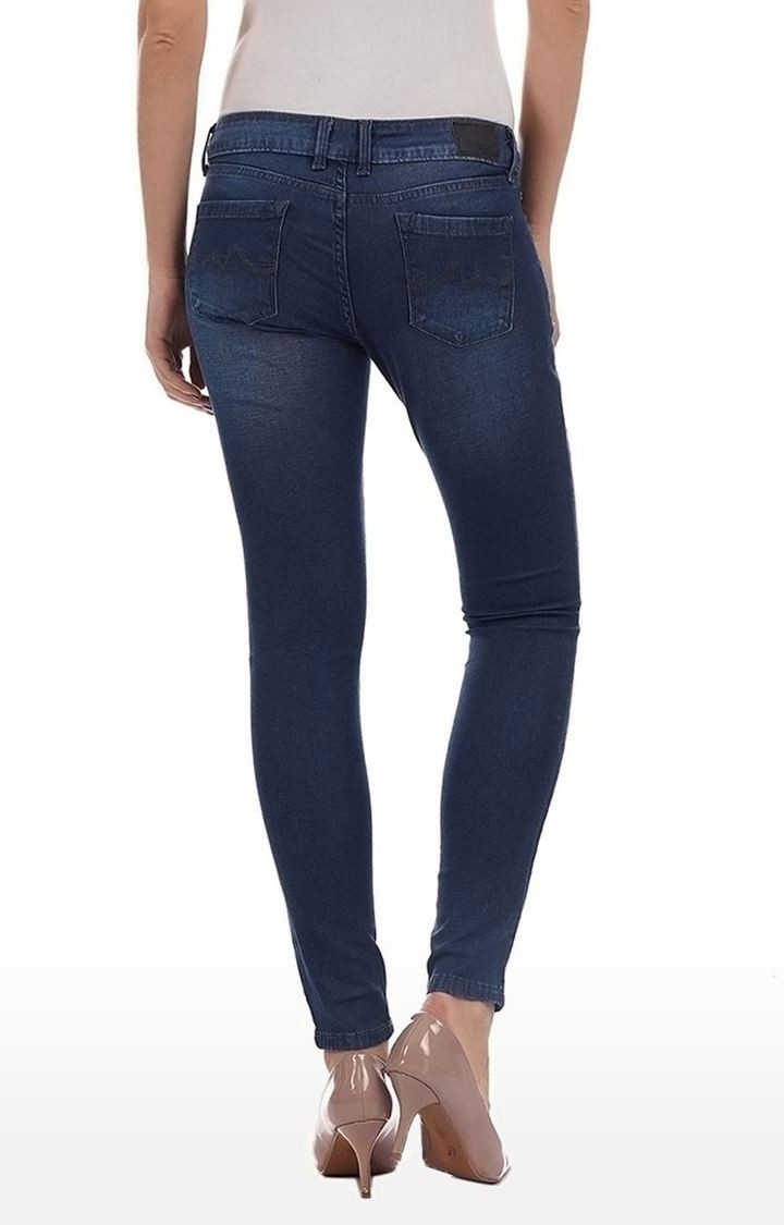 Pepe Jeans | Women's Blue Cotton Blend Skinny Jeans 4