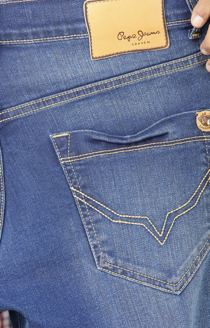 Pepe Jeans | Men Blue Denim Slim Jeans 4