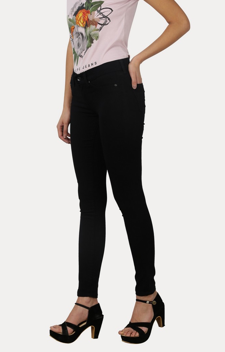 Pepe Jeans | Women's Black Cotton Slim Jeans 2