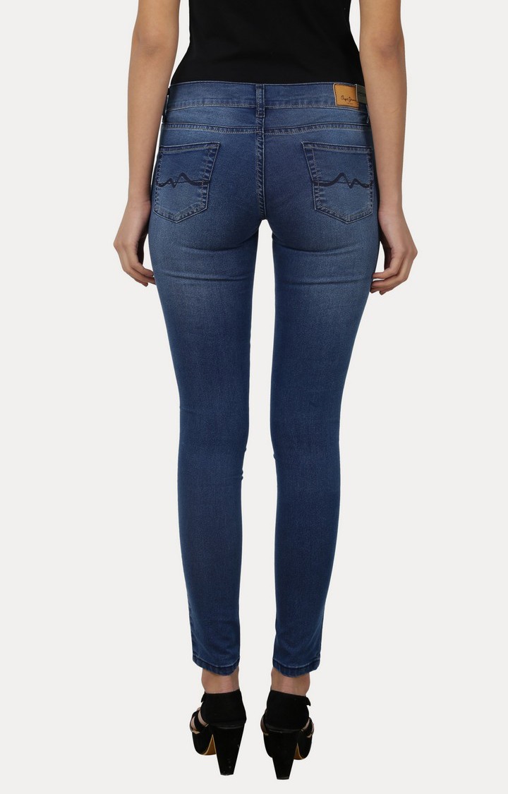 Women's Blue Cotton Skinny Jeans
